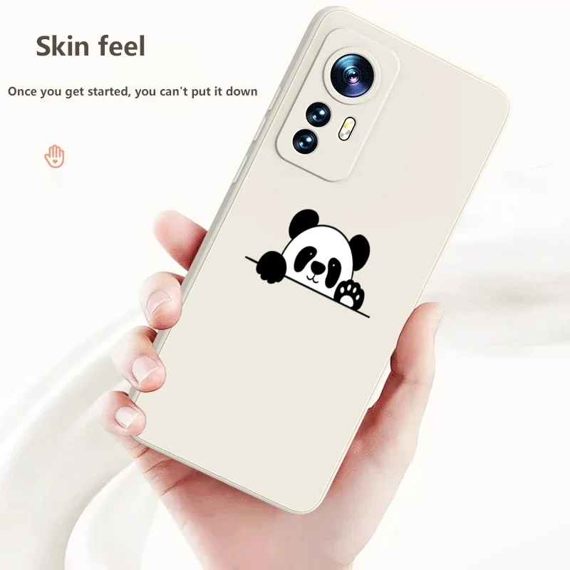 Funda de teléfono de silicona cuadrada con etiqueta de Panda para Xiaomi Mi 13, 12, 11 Lite, 5G, 14, 13T, 12T, 12X, Poco M6, X6, X5, X3, F5 Pro, C65 - imagen 5