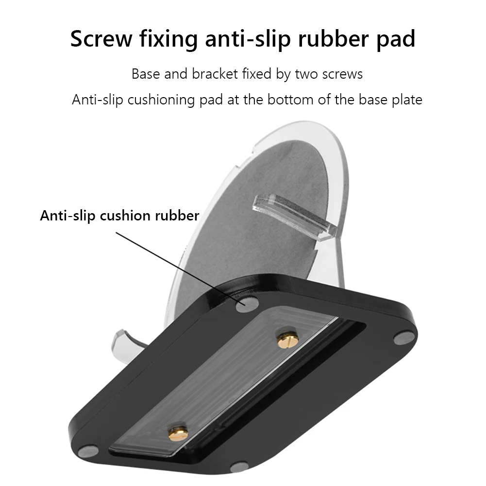 Una almohadilla de goma anti-deslizamiento negra con un tornillo