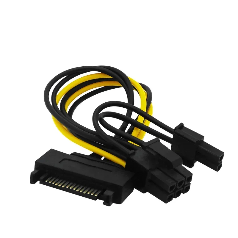 Cable adaptador individual SATA de 15 pines a 8 pines (6 + 2) Powr, fuente de alimentación PCI-E SATA de 20cm, cable de 15 pines a 8 pines para minería BTC - imagen 4
