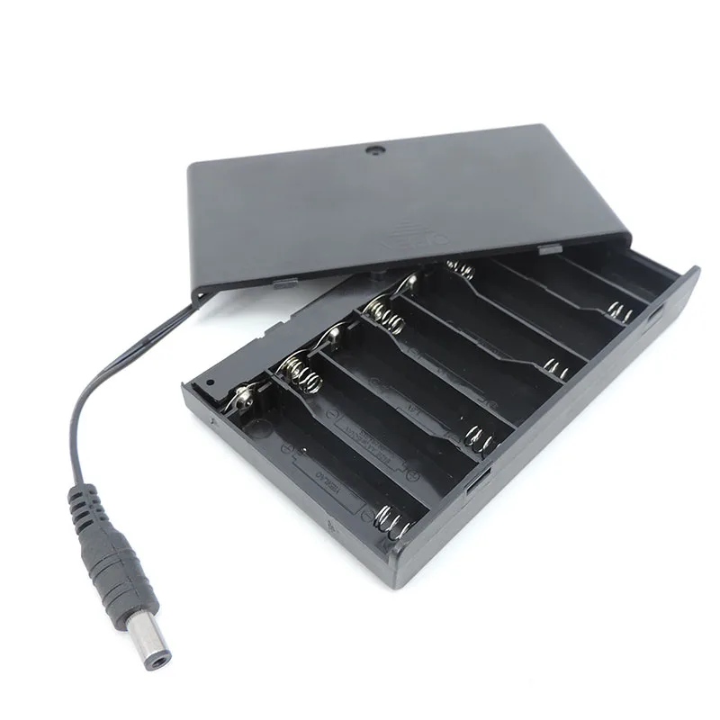 Caja de soporte para batería AA de 10x12V, 8 puertos, con interruptor de encendido/apagado, soporte AA de 1,5 V, cable de 2 pines CC, cable conector de 5,5x2,1mm - imagen 4