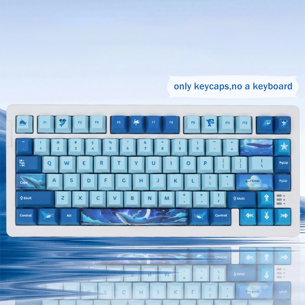 Teclas de Teclado mecánico de sublimación PBT, teclas azules oceánicas, perfil de cereza, para MX Switch GK61/64/68/75/84/151, 87/96 teclas