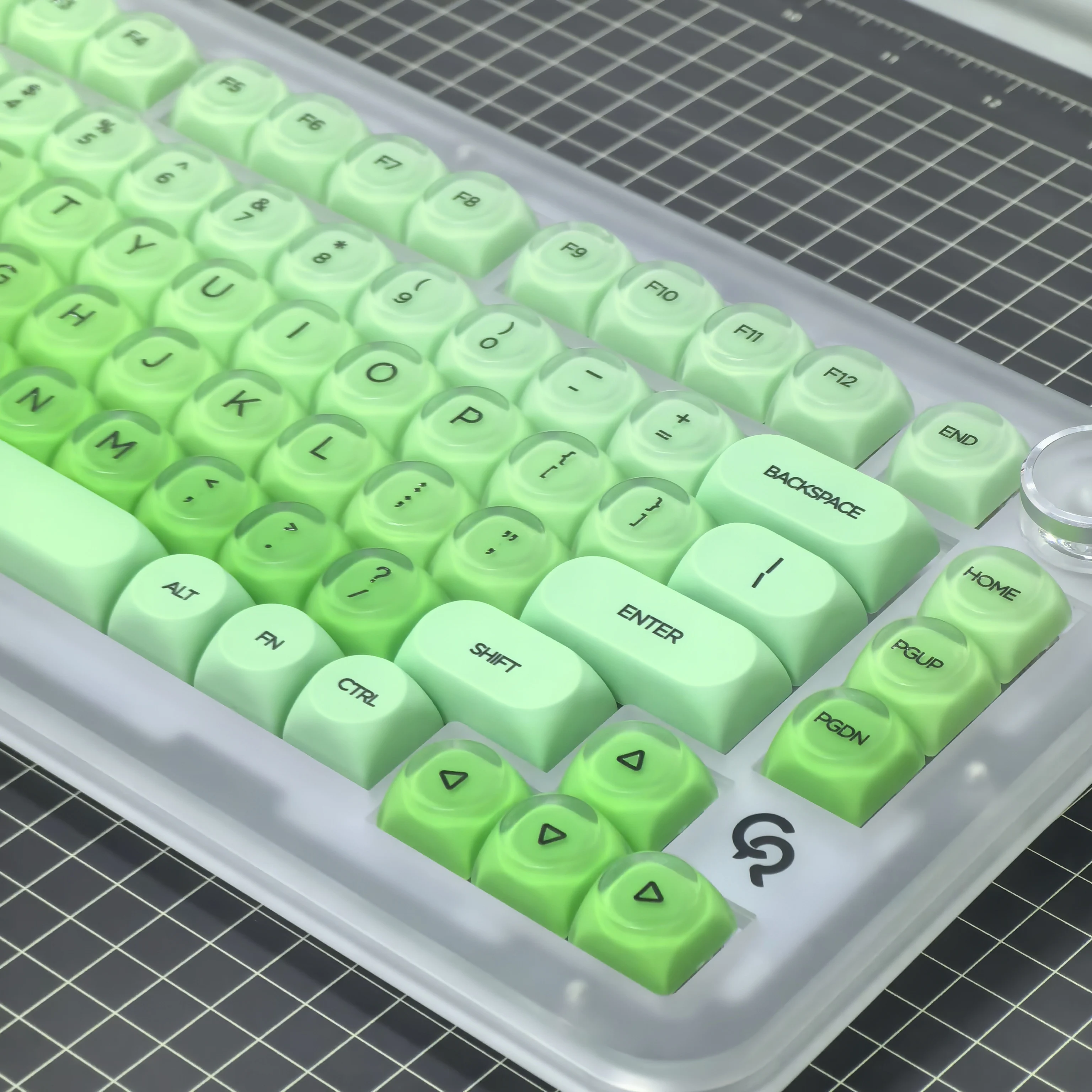 Teclas verdes con tema de Lima pequeña, teclas de gelatina redondas bonitas Pbt + Pc para teclado mecánico Diy Aula F75/F99/F87, teclas con diseño Iso - imagen 2