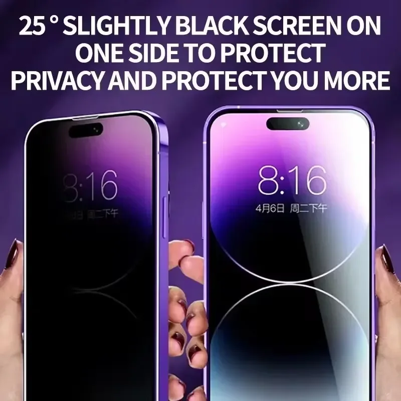 Protector de pantalla de privacidad para IPhone 15, 11, 14, 13, 12, 16 Pro Max XR X XS, vidrio templado antiespía, instalación sin polvo, 3 uds. - imagen 5