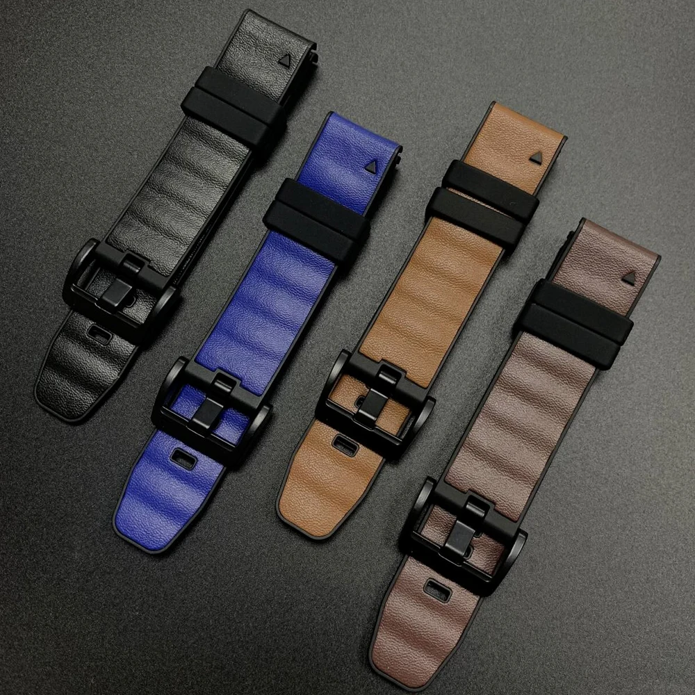 Correa de silicona de cuero de 22mm y 26mm para Garmin Fenix 8 Pro E 7X 6 banda deportiva Epix/Enduro/Quatix/Tactix/Instinct 3 pulsera QuickFit - imagen 4