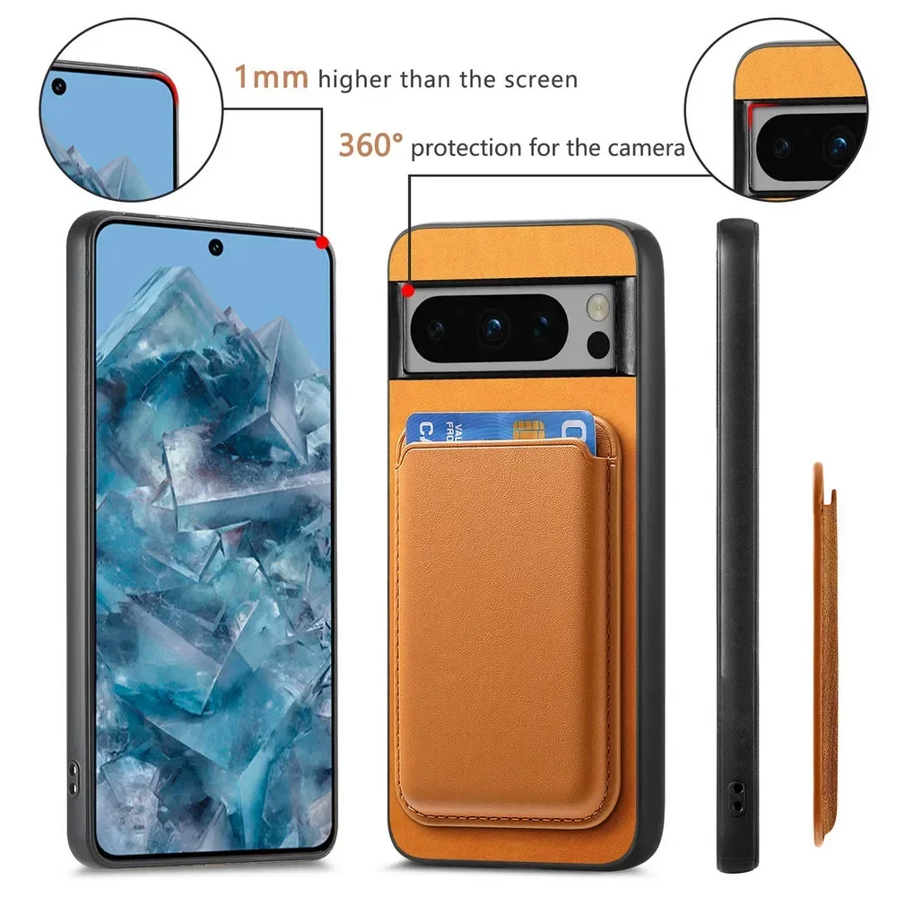 Para Google Pixel 10 Pro XL magnético para Funda de cuero Magsafe para Pixel 10pro Pixel10 2 en 1 cubierta desmontable con ranura para tarjeta tipo billetera - imagen 5