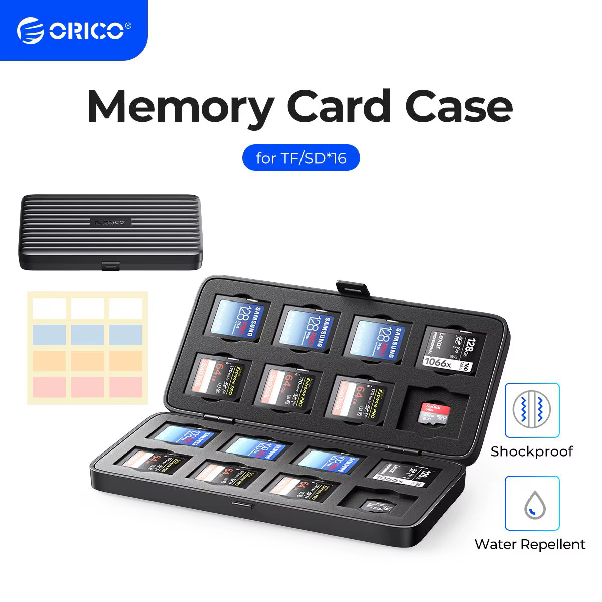 Estuche ORICO 16 Ranuras para Tarjetas SD/Micro SD/CF – Protección Antichoque