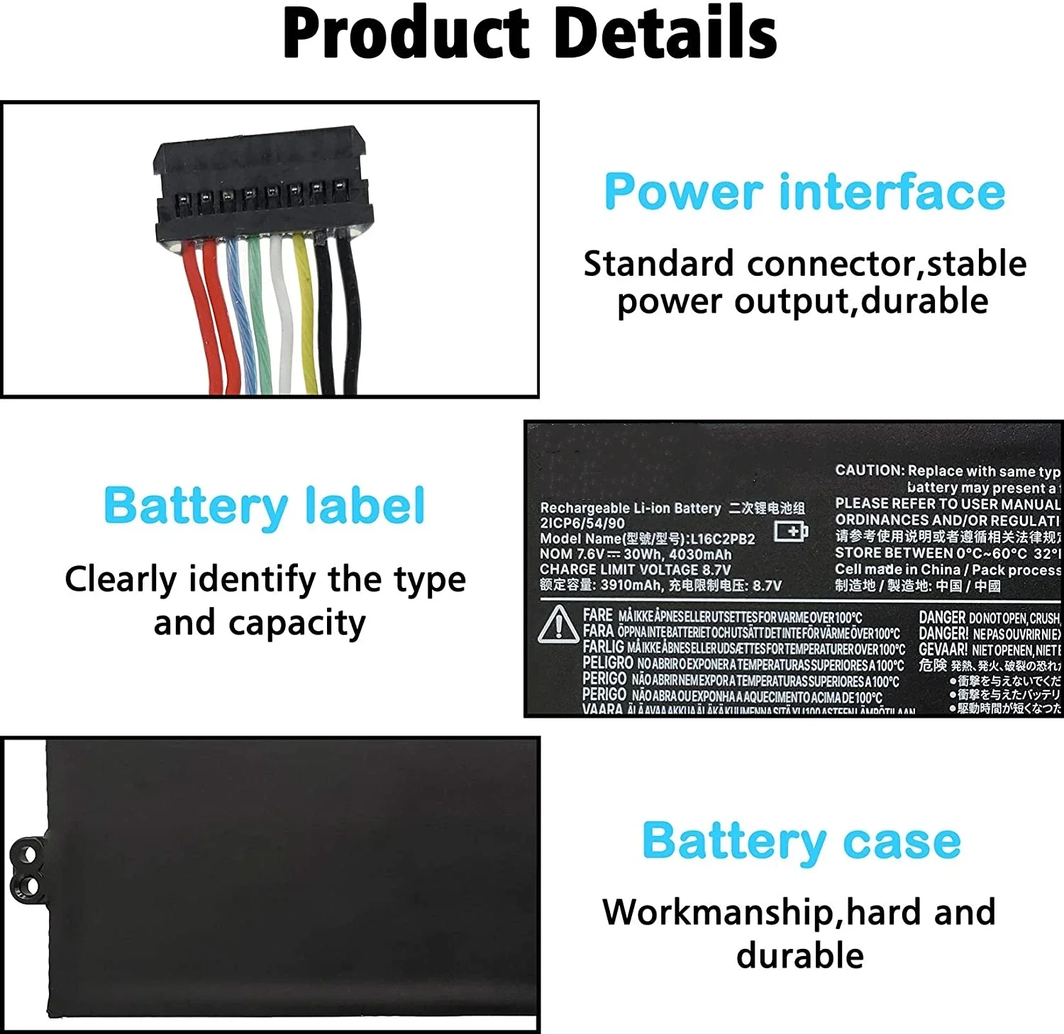 Batería del ordenador portátil de L16M2PB1 L16L2PB2 para Lenovo Ideapad 320-15IKB -15IAP -15AST -15ABR -14ABR 520-15IKBR 330-15IC L16S2PB2 - imagen 5