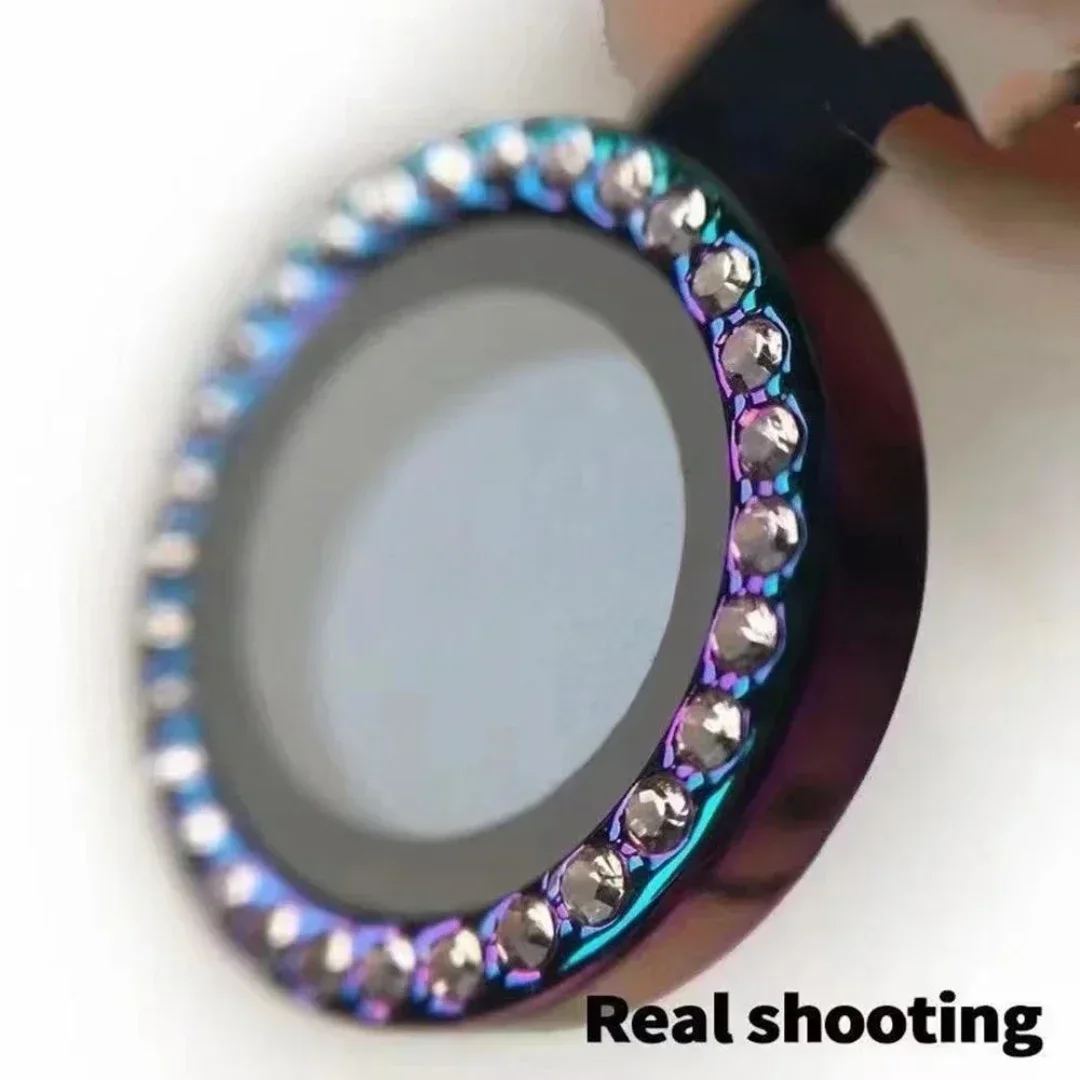 Protector de pantalla de lente de cámara con purpurina de diamante, 2-3 Uds., para IPhone 13, 14, 15, 16, 17 Pro Max, 13 Mini, 15 Plus, cubierta completa de vidrio templado - imagen 2