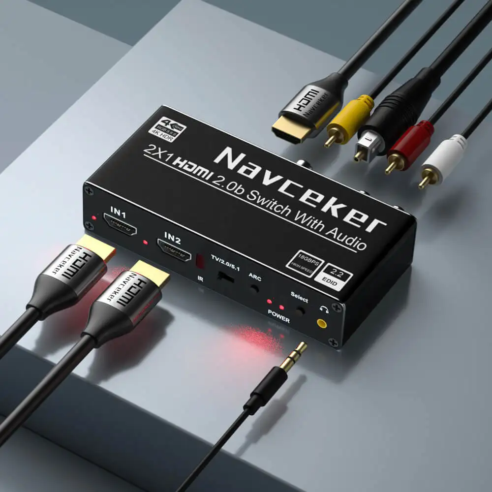 Switch HDMI 4K Dual con Audio Óptico y Coaxial – ARC