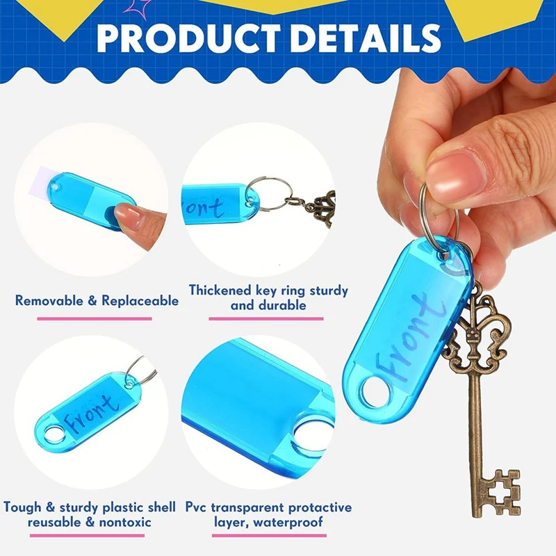 Etiquetas para llaves de doble cara, etiquetas para llaveros con ID, identificadores, anillo Flexible, 8 colores, 200 piezas - imagen 4