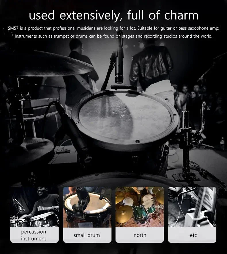 Micrófono dinámico cardioide SM57 de Metal para cantar en escenario, micrófono profesional con cable para Shure Karaoke, grabación de voz BBOX - imagen 3