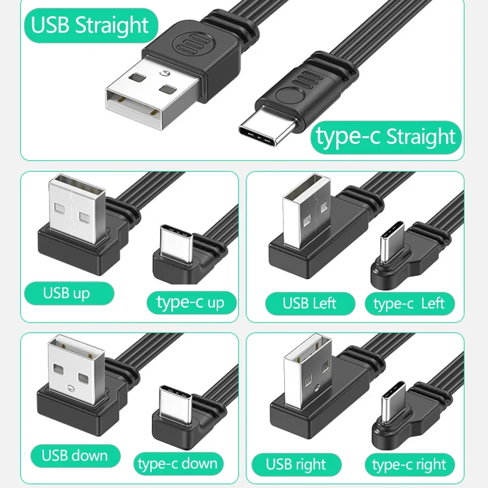 Cable de datos USB a tipo C con conector flexible de 360 grados Transferencia de datos USB 2.0 y cable flexible de silicona plano de entrega de energía 2A - imagen 2