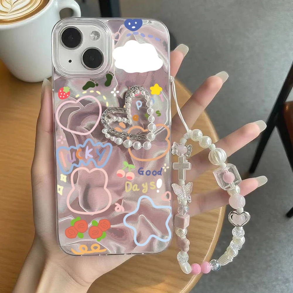 Funda con cadena de perlas de nube y estrella animada para Infinix Tecno Spark Go 2025 2 1 30C 10 10C 20C Smart 10 Plus 9 7 8 Hot 50i 30i 50 40 Pro - imagen 3