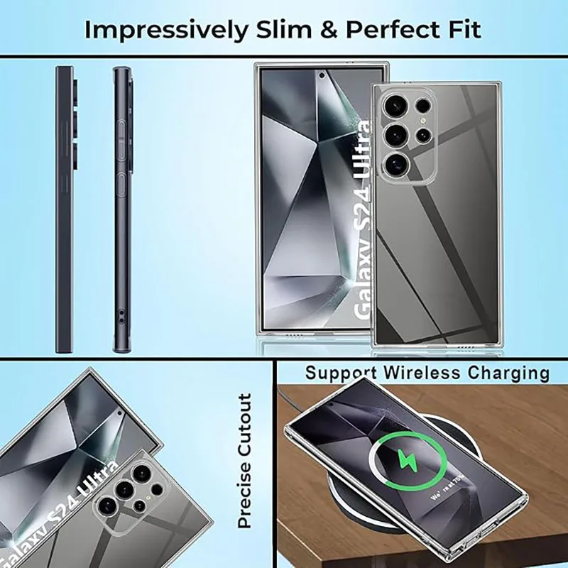 Funda blanda de silicona transparente Original para Samsung Galaxy S24 Ultra S23 S22 S21 Ultra Plus FE, fundas transparentes de lujo S25 a prueba de golpes - imagen 4