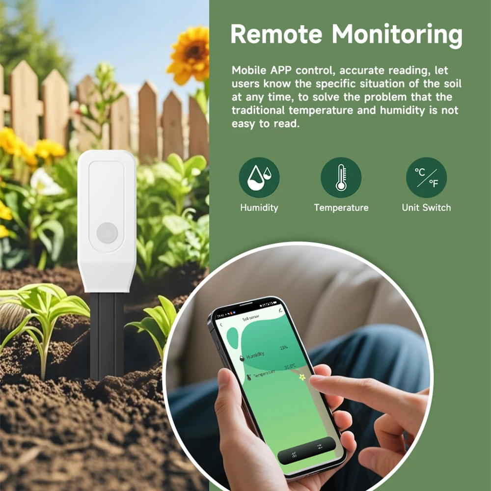 Tuya-probador de suelo inteligente con Wifi, medidor de temperatura, Sensor de humedad, Monitor de plantas, Detector de humedad de jardinería, funciona con Smart Life - imagen 3