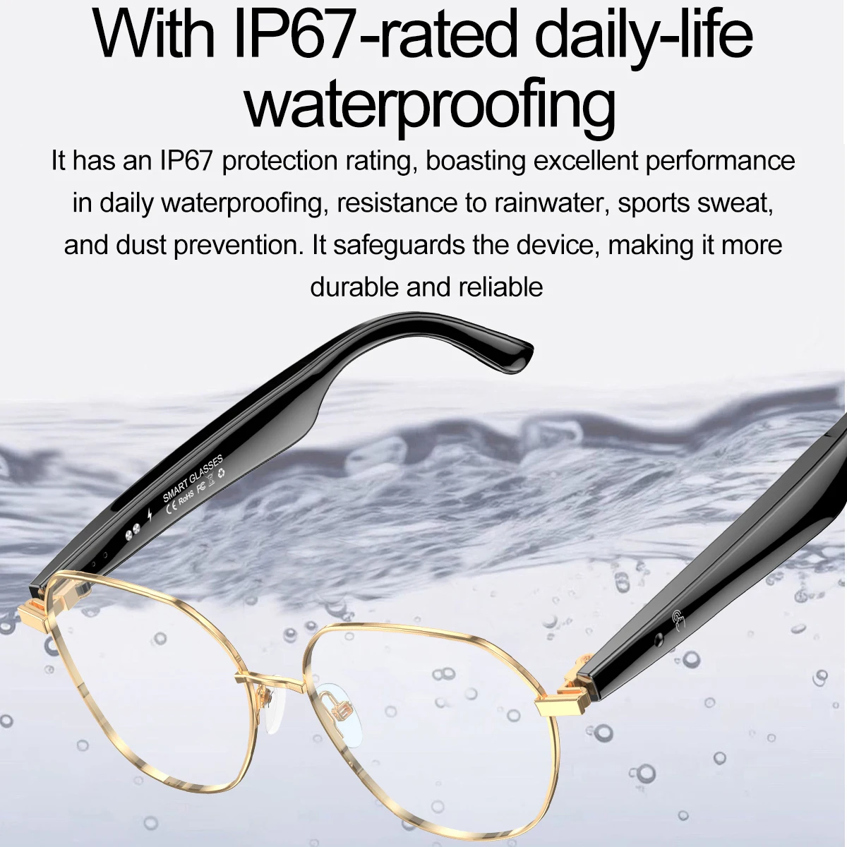 Gafas inteligentes con traducción AI para hombre y mujer, lentes inteligentes con dientes azules, resistentes al agua, asistente de voz, antiluz azul - imagen 5