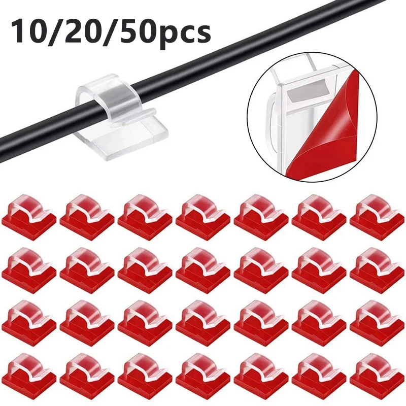 Clips autoadhesivos para cables de 10/20/50 piezas, soporte para cables de oficina, organizador, abrazadera, autoadhesivo, accesorios para coche