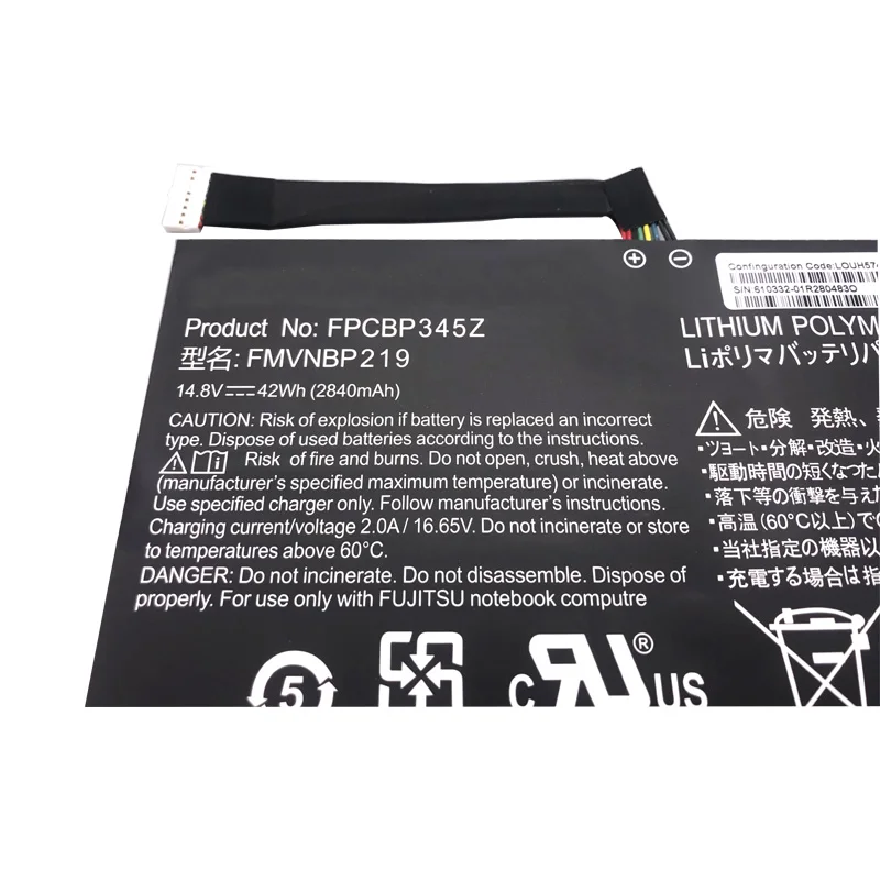 LMDTK-batería FMVNBP219 FPCBP345Z para portátil Fujitsu LifeBook UH572 UH552 Ultrabook FPB0280 14,8 V 2840mAh, nueva - imagen 5