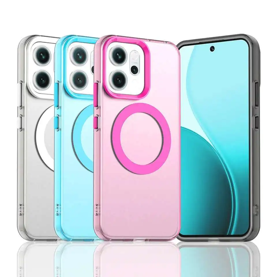 Funda de carga inalámbrica magnética para OPPO Reno 14F 13F 13FS 13 Pro Reno13 F FS 5G, carcasa trasera transparente de colores caramelo