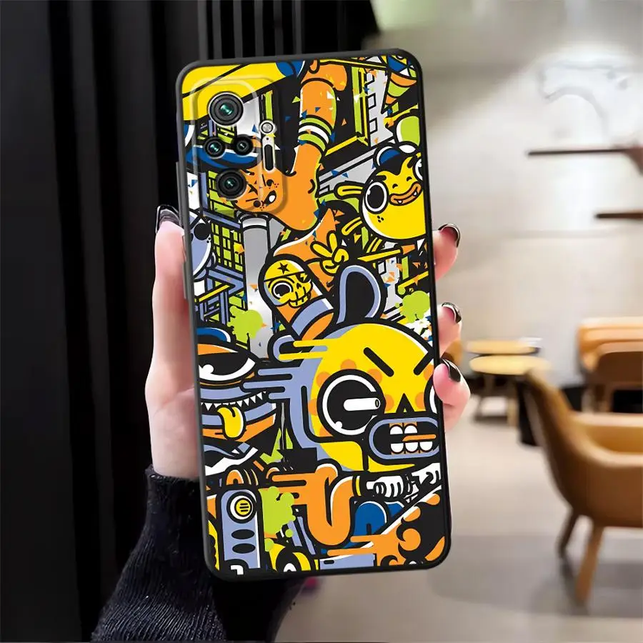 Funda de teléfono suave negra para Xiaomi Redmi Note 11s 7 8 12s 9S 13 14 Pro Plus 10S 9 10 11 12 Pro Trendy Monster Graffiti - imagen 4
