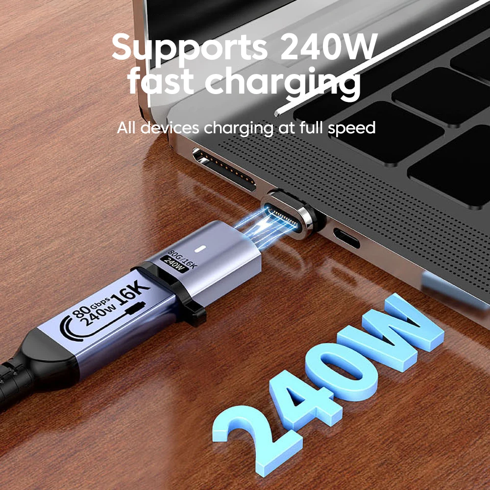 Adaptador USB4.0 magnético USB C a tipo C 240W 40Gbps Cable convertidor OTG de datos de carga rápida para iPhone 17 16 adaptador de USB-C Samung - imagen 2