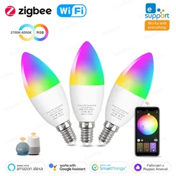 Bombilla LED inteligente E14 Zigbee RGB+CCT para Alexa y Google Home