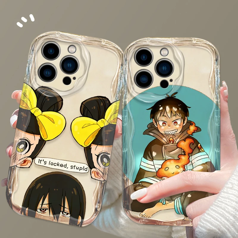 Funda de Anime Fire Force para Apple iPhone, 15, 14, 13, 12, 11 Pro, X, XR, XS, Max Plus, 8, 7 Plus, SE Wave - imagen 3