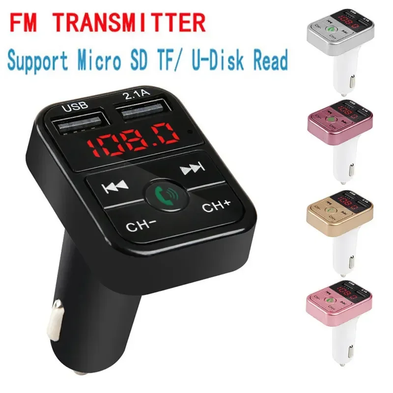 Transmisor FM Bluetooth 5,0 para coche, adaptador inalámbrico, micrófono, receptor de Audio, reproductor MP3 automático 2.1A, cargador rápido USB Dual, accesorios para coche