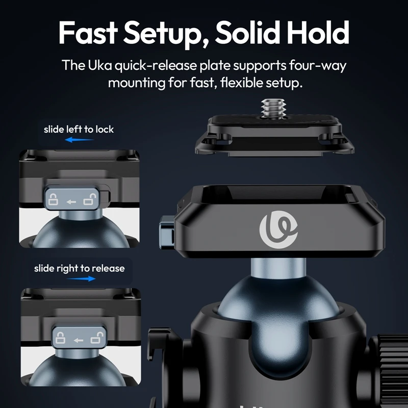 Ulanzi T100 Uka Cabeza de bola de liberación rápida Carga de 6 kg para retrato Paisaje Consumo Vlog Shots con 360 °   Zapato frío ajustable - imagen 2