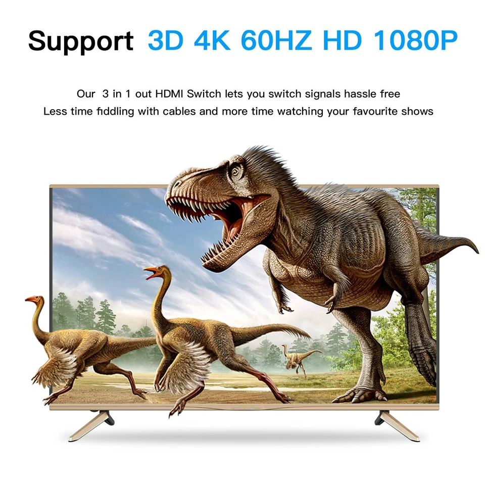 Divisor 4K HDTV 3 en 1 salida Selector de conmutador HD de 3 puertos Cable HD compatible con reproductor 3D Full HD 4K 1080P HDTV, consola de juegos PS4 - imagen 5