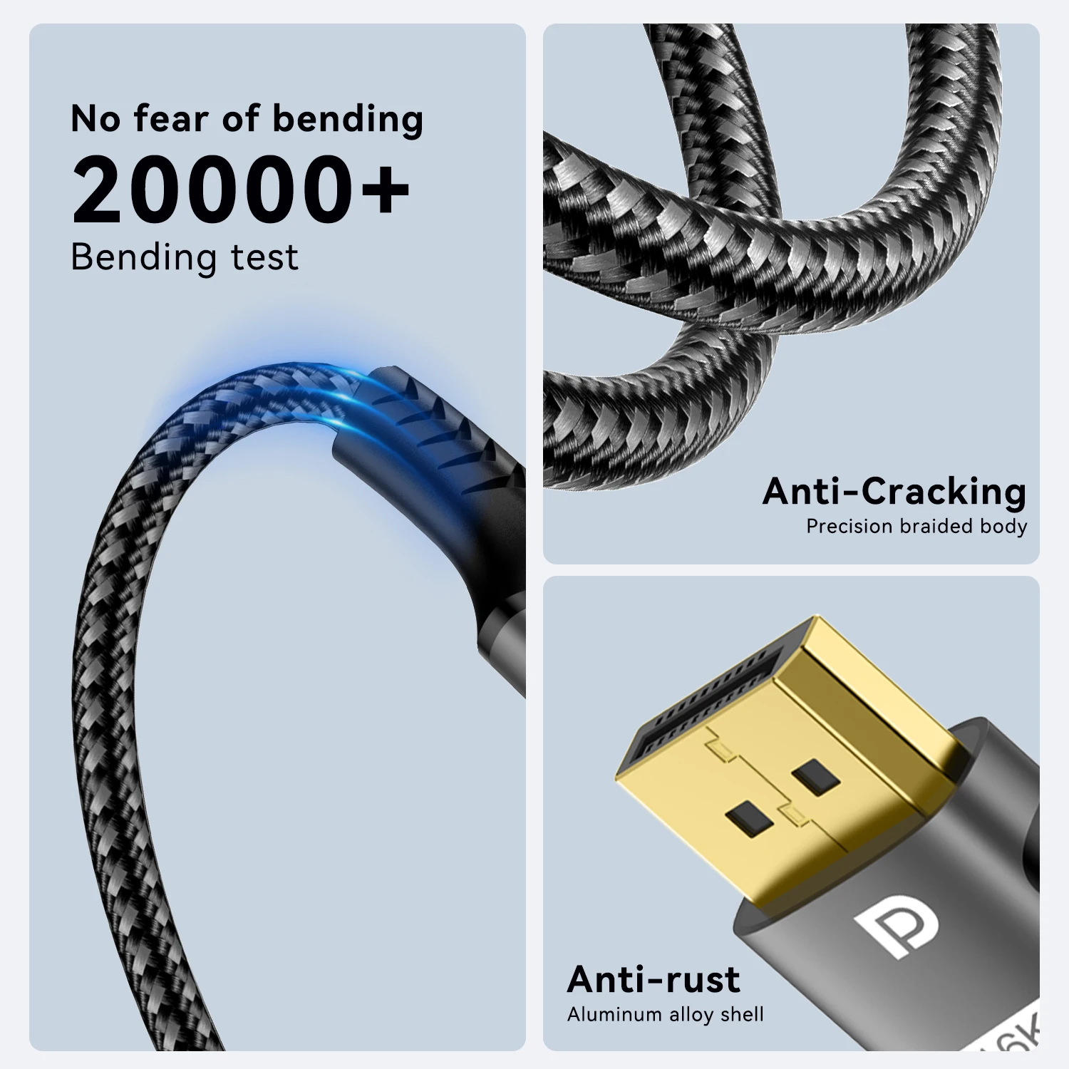 Cable FDBRO Displayport 2,1 16K DP 8K @ 120Hz/60Hz 4K @ 240Hz 80Gbps HDR Cable de Audio y vídeo para ordenador portátil Xbox proyector Monitor de juegos - imagen 4