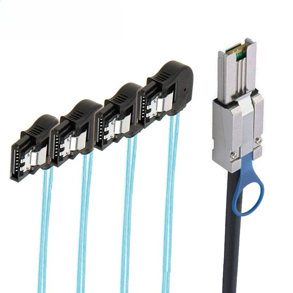 MINI SAS SFF-8088 a 4 SATA 7P servidor hembra doblado a la izquierda conversión superpuesta longitud del Cable de alta velocidad opcional 0,5 M 1M 2M 3M - imagen 3