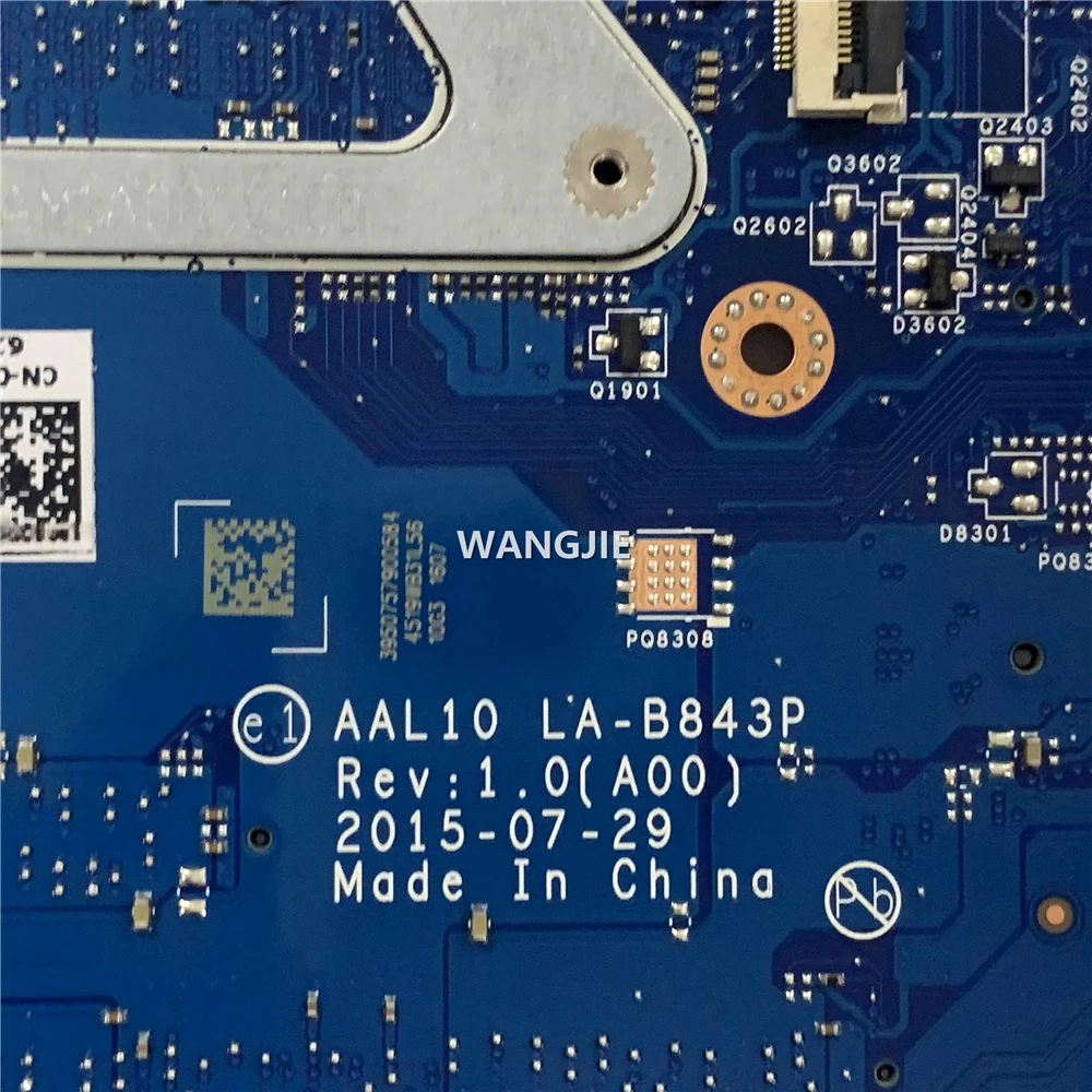 Para la placa base del ordenador portátil DELL Inspiron 5558 7CV2G 07CV2G CN-07CV2G con I5-5200U CPU AAL10 LA-B843P DDR3 100% en funcionamiento
