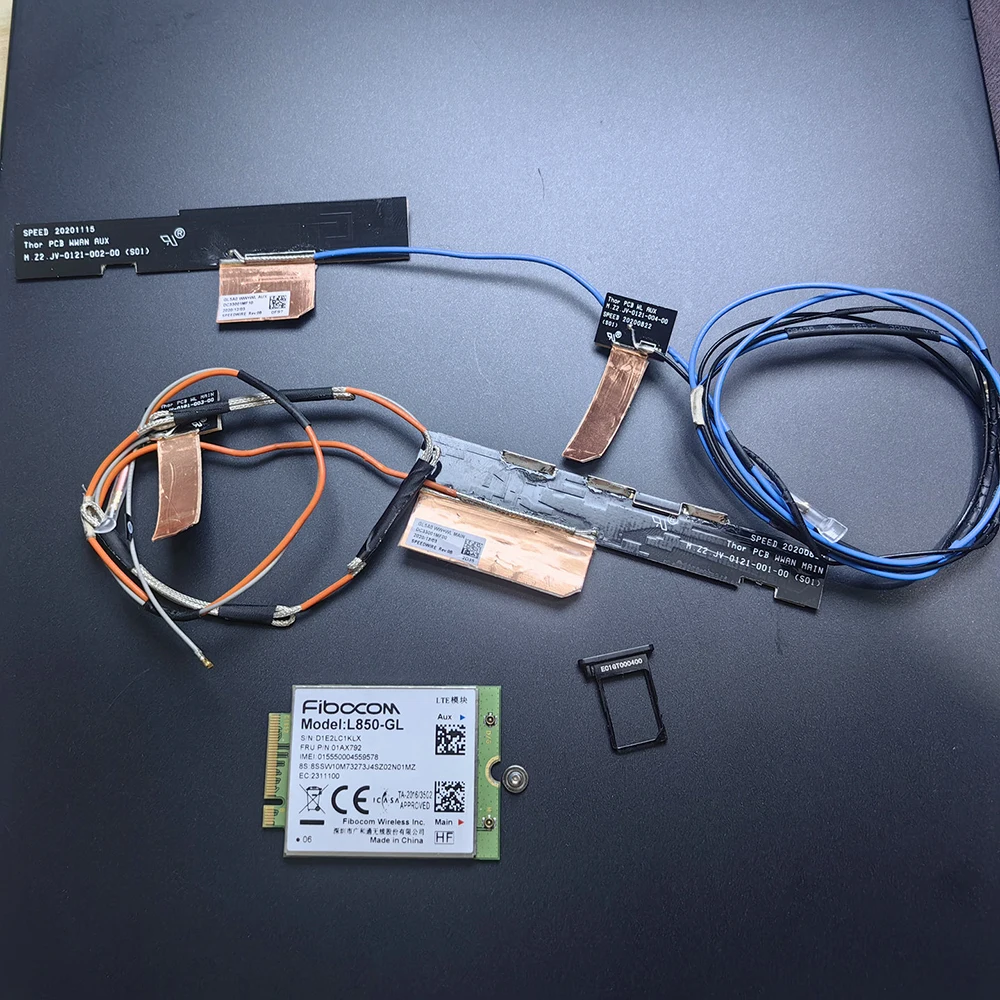 Kit de módulo Fibocom L850-GL LTE Cat4 para portátil Thinkpad P15v T15p Gen1, tarjeta 4G WWAN, antena Original, bandeja de tarjeta SIM