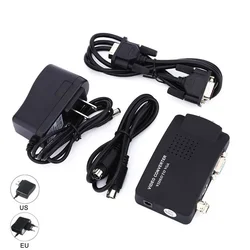 Cámara CCTV DVD DVR compuesto S-VIDEO BNC a VGA vídeo ordenador PC Monitor convertidor adaptador caja de interruptor con cargador de corriente alterna