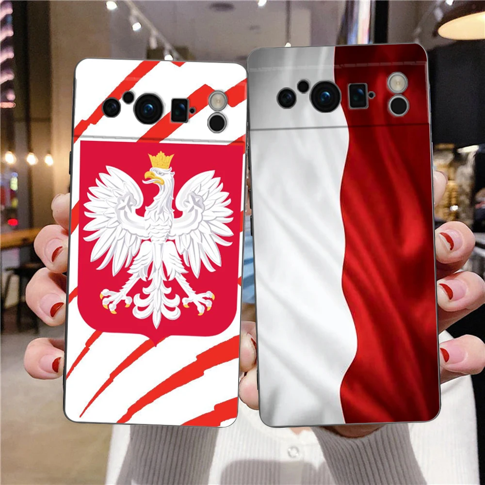 Funda de teléfono con bandera polaca para Google Pixel 10 9 8 7 6 Pro XL 9A 8A 6A 7A 5G, funda negra de TPU suave a prueba de golpes - imagen 2