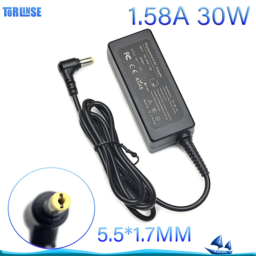 Adaptador de cargador de ordenador portátil AC 19V 1.58A 30W 5,5*1,7mm para ACER Aspire One D255 D255E D260 ZG5 ZA3 KAV60 NAV50T D250 fuente de alimentación