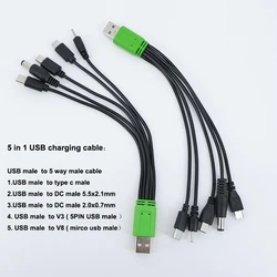 Cable multifunción de carga USB-C, MicroUSB y DC