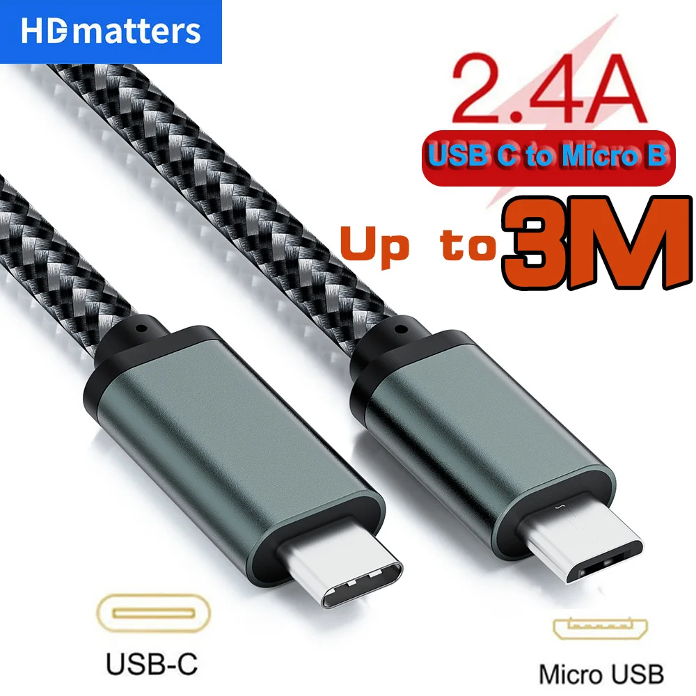 Cable corto USB C a Micro USB USB-C tipo C a Micro B USB 2,0 OTG Cable cargador de datos para Macbook Pro Mini Samsung Xiaomi