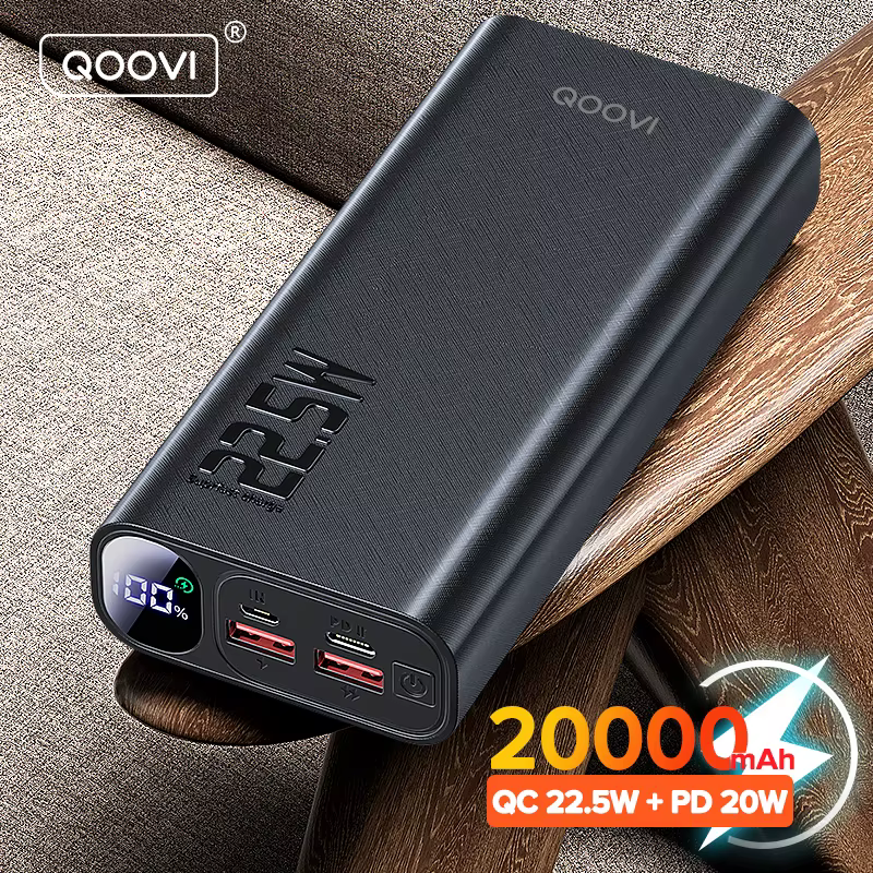 QOOVI Power Bank 20000mAh Carga Rápida - Batería Externa Compatible