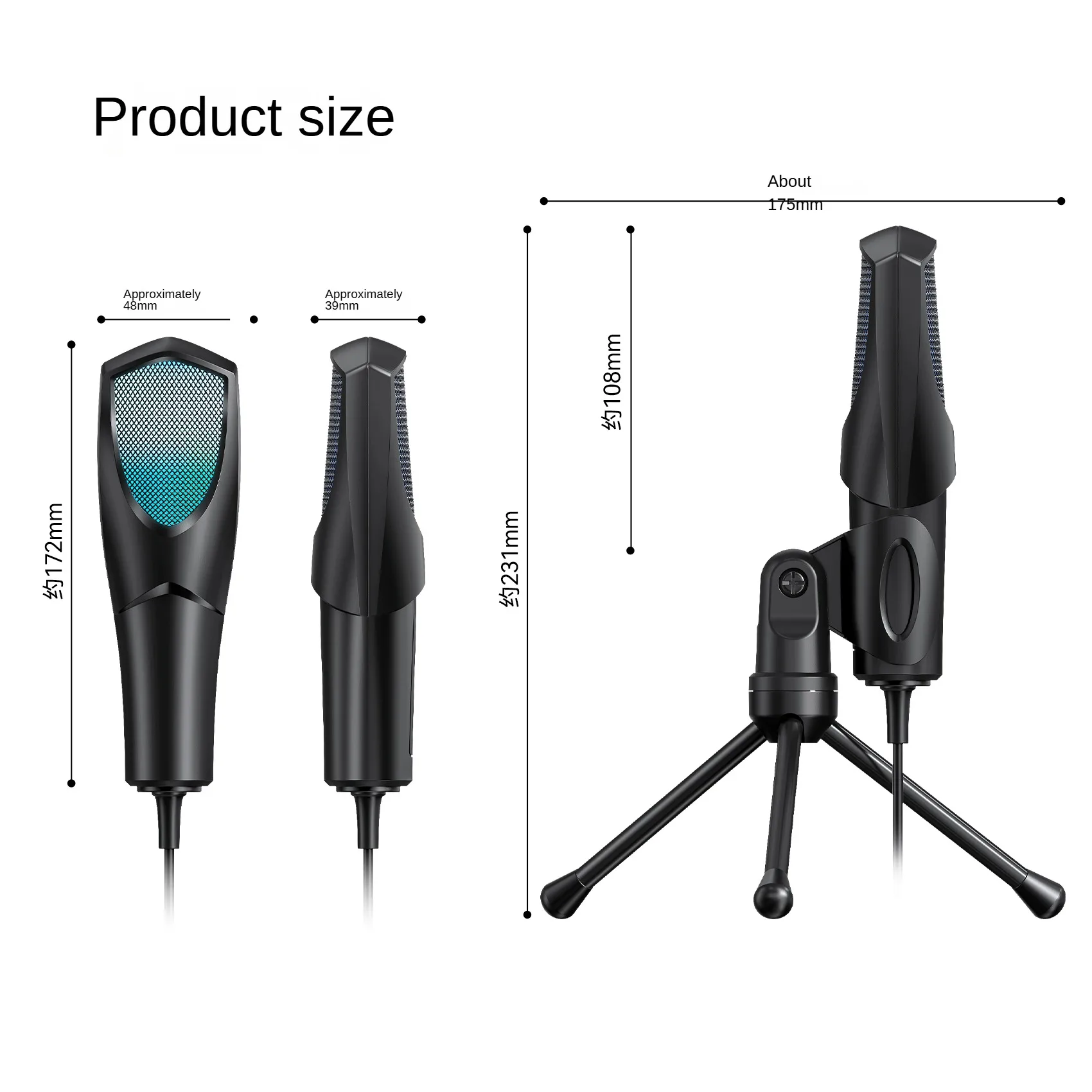 Nuevo micrófono para juegos, micrófono condensador USB de escritorio, luz RGB, transmisión en vivo, karaoke, micrófono para videoconferencia - imagen 5