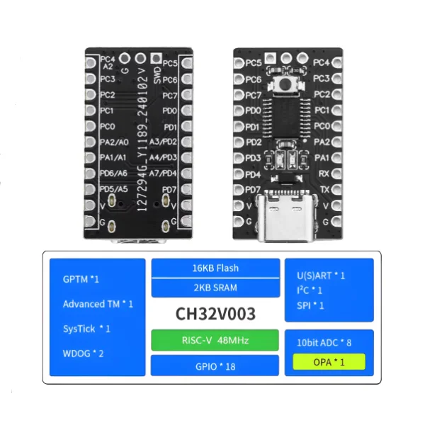 TWen32F003 CH32V003F4P6 Módulo de placa de desarrollo central Microcontrolador RISC-V Procesador 64K - imagen 2