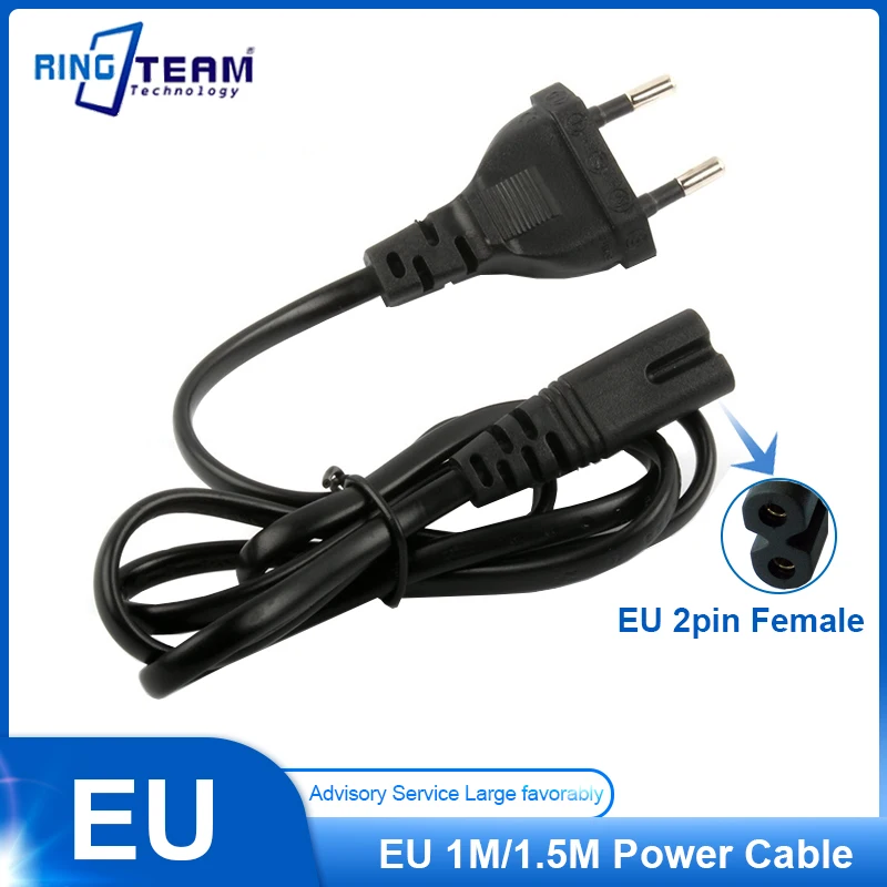 Cable de alimentación de 2 pines para la UE, IEC320 C7, para Dell, portátil, Canon, Epson, impresora, Radio, altavoz, PS4, XBOX, LG, Sony - imagen 2