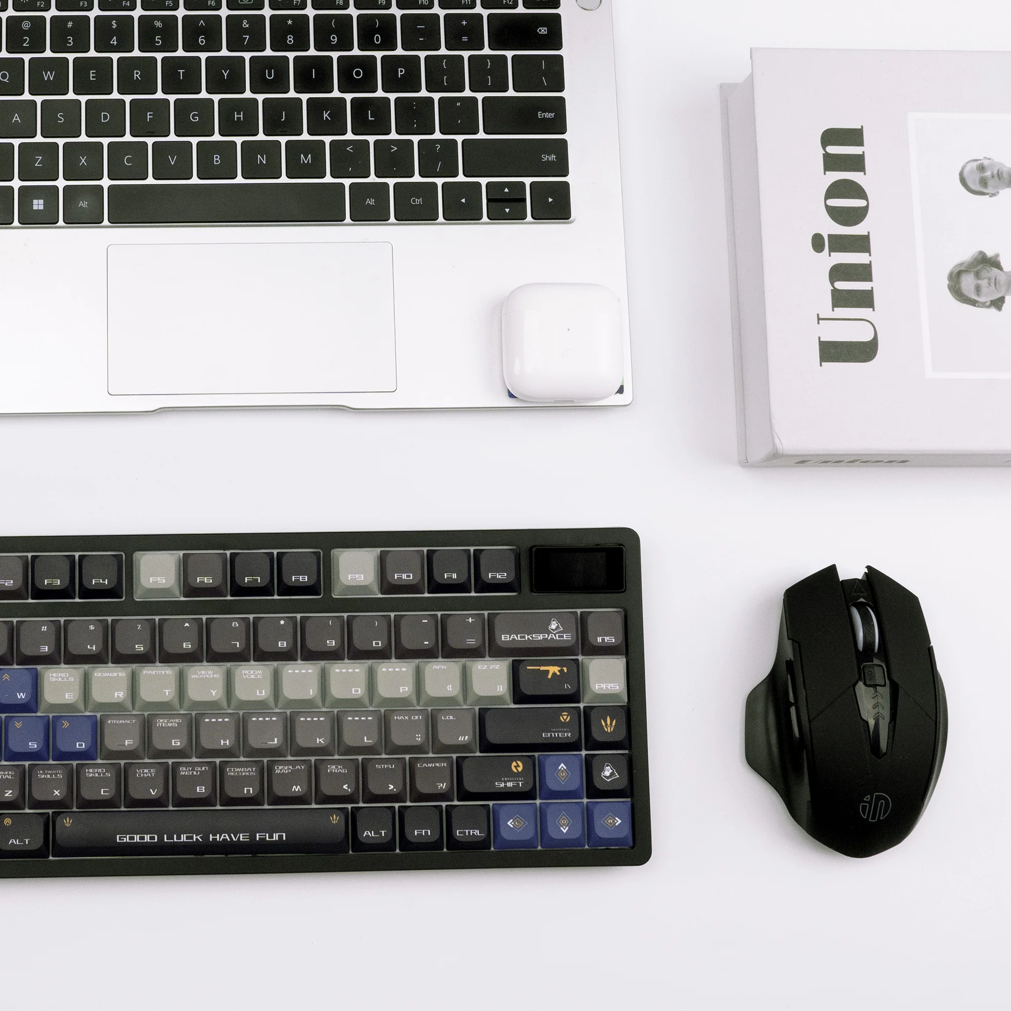 XVX Valorant teclas de gradiente de perfil bajo PBT Dye-Sub negro gris tema de juego Compatible 61/64/68/84/87/96/108 teclado de diseños - imagen 5