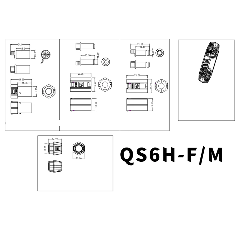 Conector antisalpicaduras 320A QS8H QS10H 60A-250A Terminal plateado QS12H enchufe de batería de litio modelo de avión de alta corriente - imagen 3