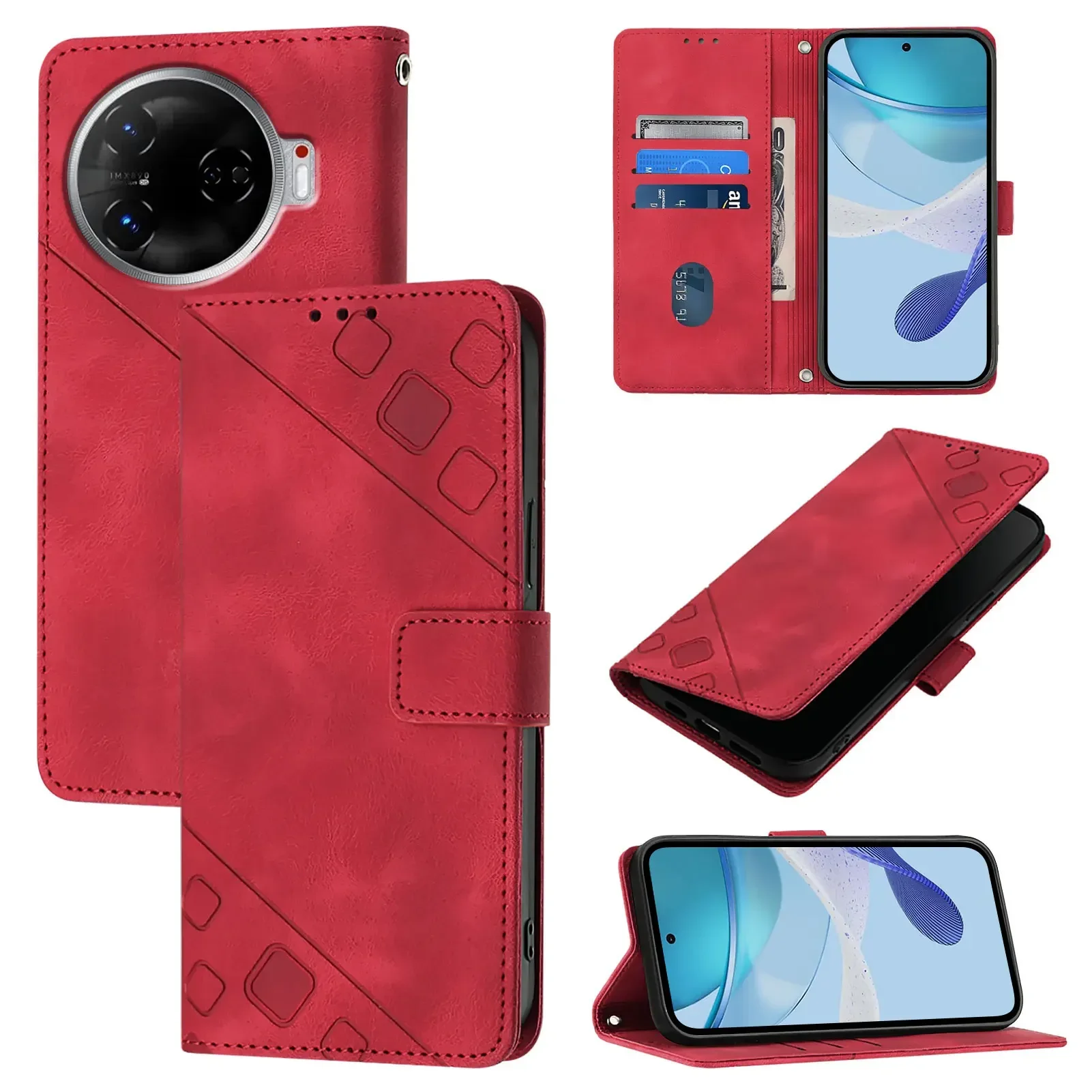 Para Tecno Camon 30 Pro 5G funda con soporte de cuero PU funda con bolsillo para tarjetas para Camon 30 Pro 5G funda de teléfono de protección completa para Tecno - imagen 3