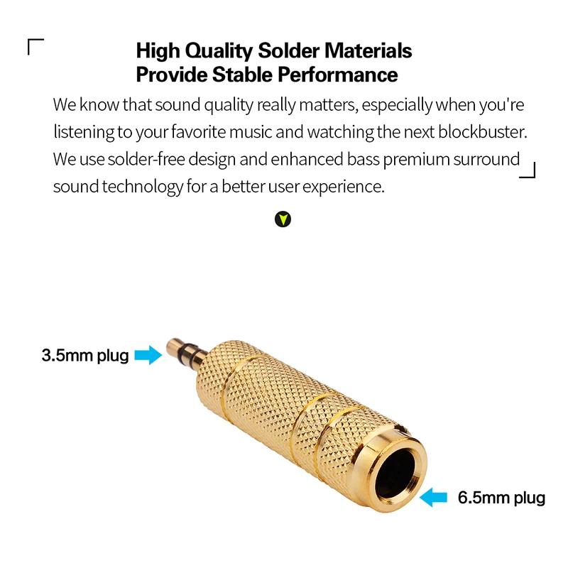 Adaptador macho de 3,5mm a hembra de 6,5mm, conector 3,5 a Jack 6,35, adaptador de Audio estéreo para micrófono, auriculares, Cable auxiliar, convertidor dorado - imagen 4