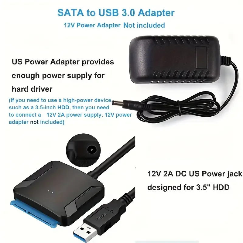 Cable convertidor adaptador USB 3,0 a Sata 3, Cable convertidor de disco duro USB3.0 para Samsung Seagate WD 2,5 3,5 HDD SSD - imagen 3