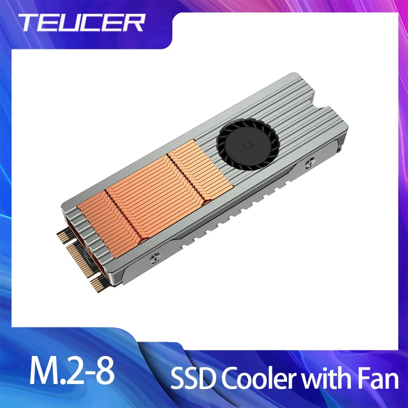 TEUCER M.2 NVME SSD Cooler Construído en Ventilador de Alta Velocidad Disco Duro Radiador Chaleco de Refrigeración 2280 SSD Disipador de Calor