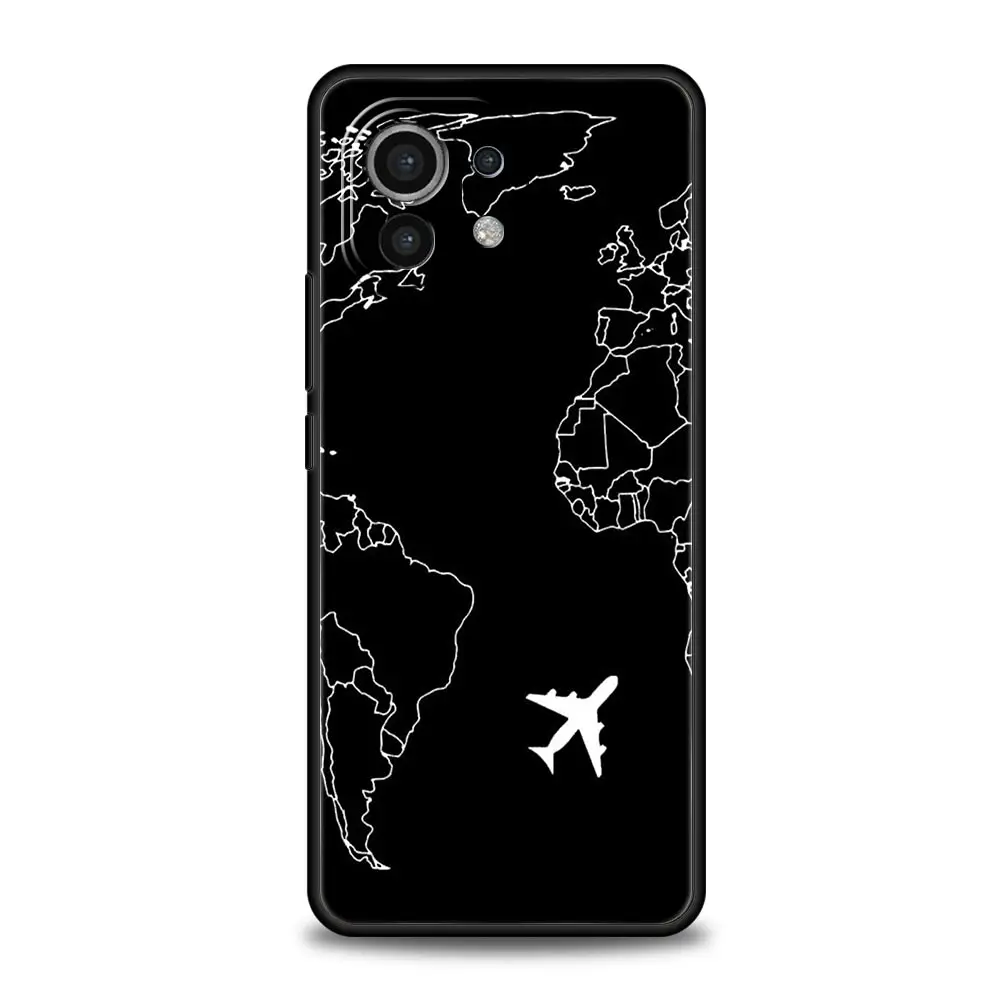 Funda de dibujos animados con mapa del mundo, carcasa con dirección de paisaje para Xiaomi 14, 13T, 12T Pro, 12, 13, 11 Ultra, Mi Note 10 Lite, 10T, 5G Pro, 11T, 11i, 9T - imagen 3